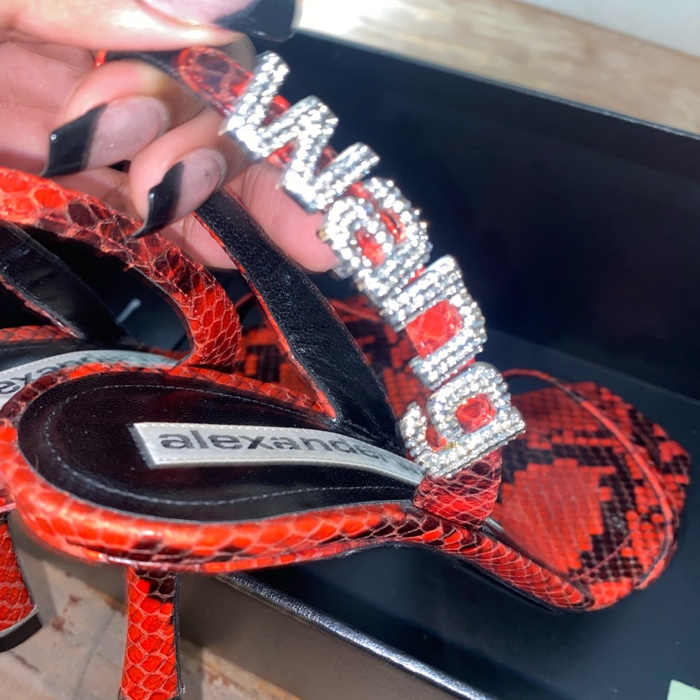 Red snake skin Alexander Wang heels